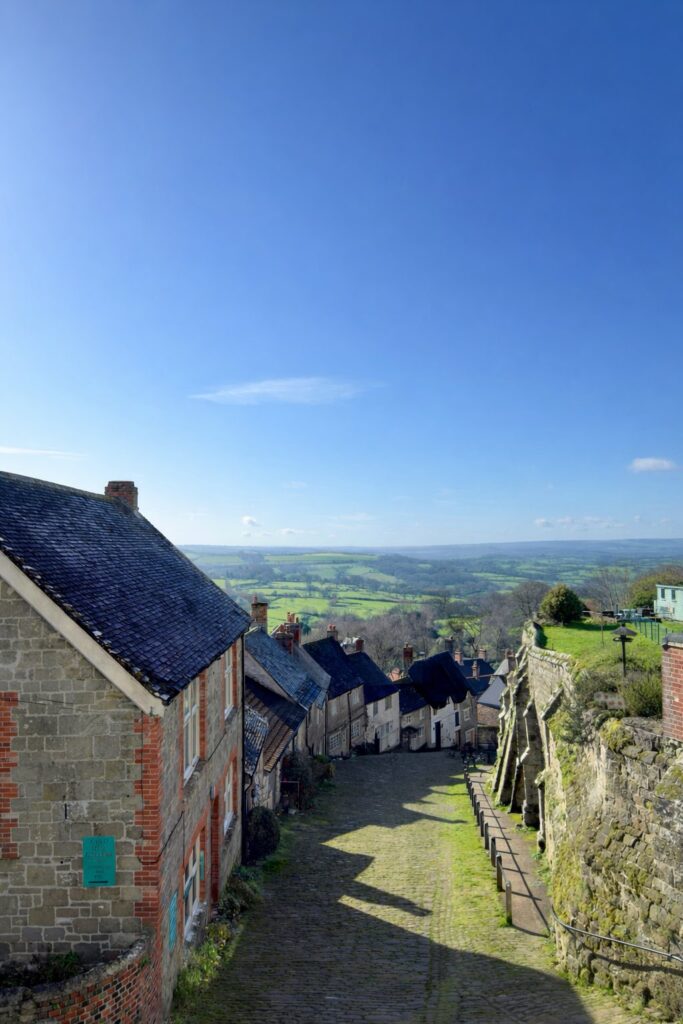 Scenic view from Shaftesbury Emporium overlooking Gold Hill